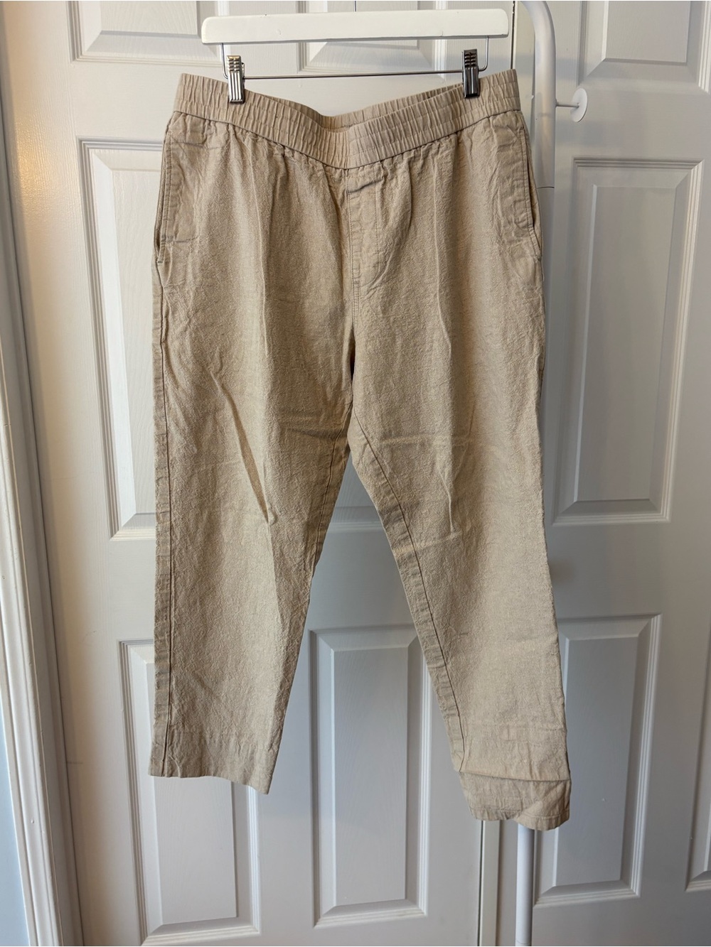 Frank & Oak Beige Linen Highrise Cropped Pants Size Large - Picture 2 of 10